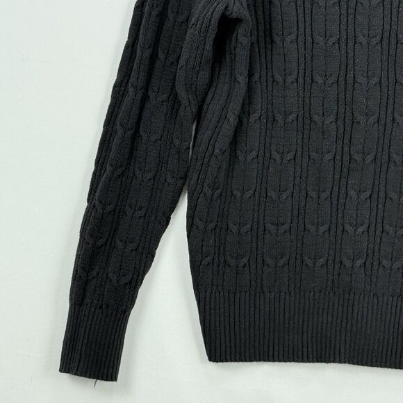 St John's Bay Women's Long Sleeve Cable Knit Sweater Size Small Black - Picture 13 of 16